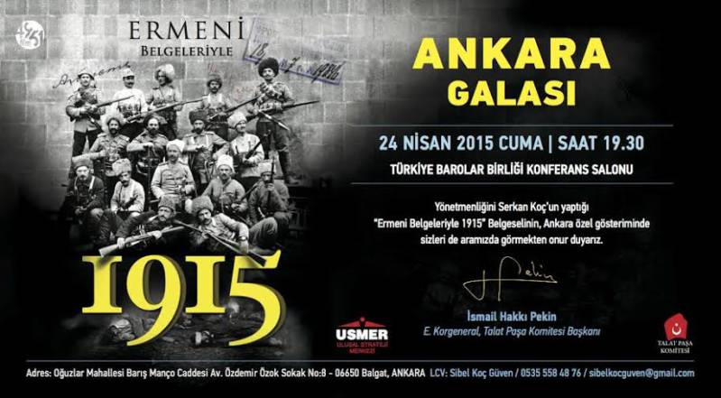 Ermeni Belgeleriyle 1915 belgeseli 24 Nisan'da gösterimde