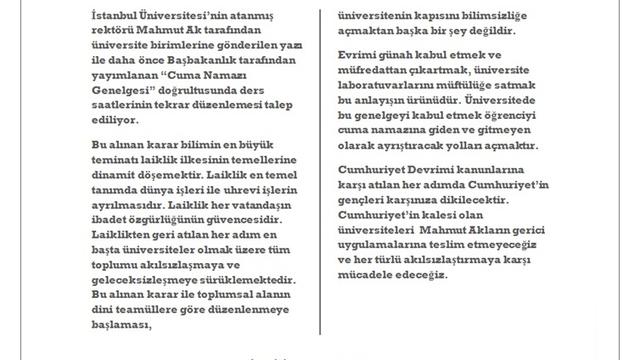 ADK Başta Olmak Üzere İstanbul'daki Kulüplerden Laiklik Bildirisi