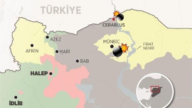 Türk Ordusu, Münbiç'te YPG'yi, Cerablus'ta IŞİD'i Vurdu