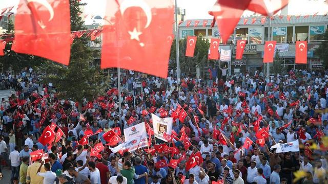 Suruç'ta Türk bayraklarıyla PKK terörüne tepki