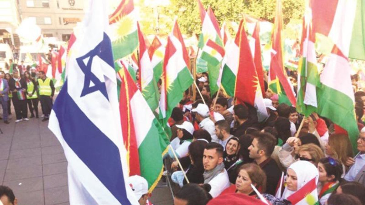 Sözde Kürdistan mitinginde İsrail bayrağı