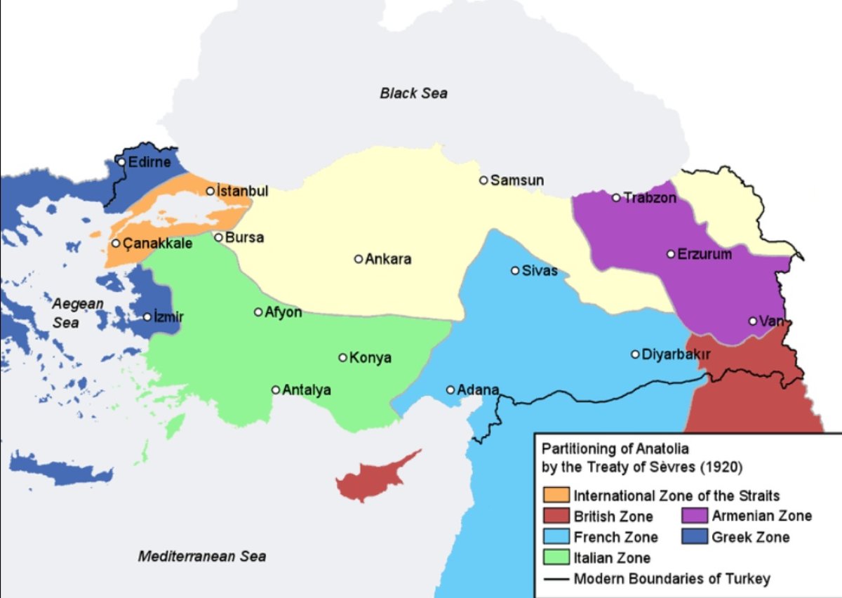 Sevr Antlaşması Sonrası Türkiye Haritası