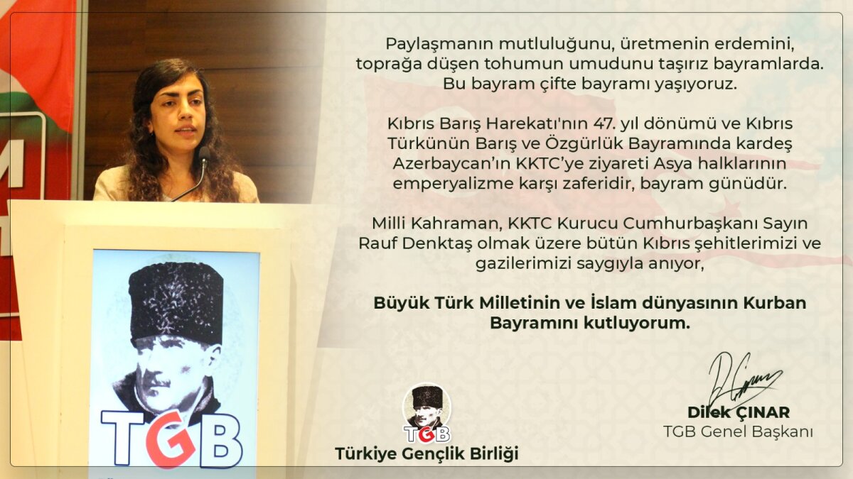 TGB Genel Başkanı Dilek Çınar’ın Bayram Mesajı