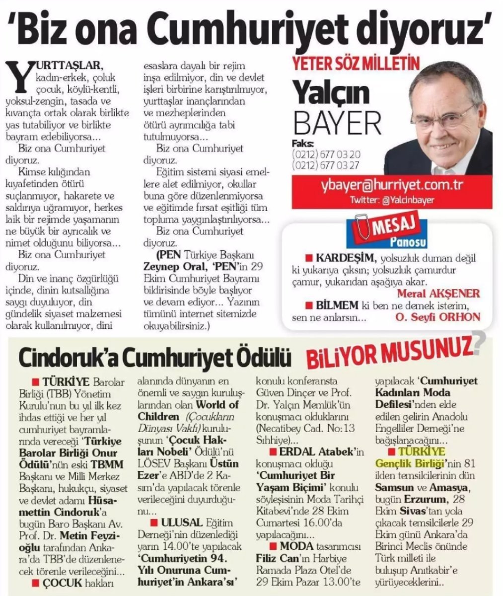 Hürriyet yazarı Yalçın Bayer