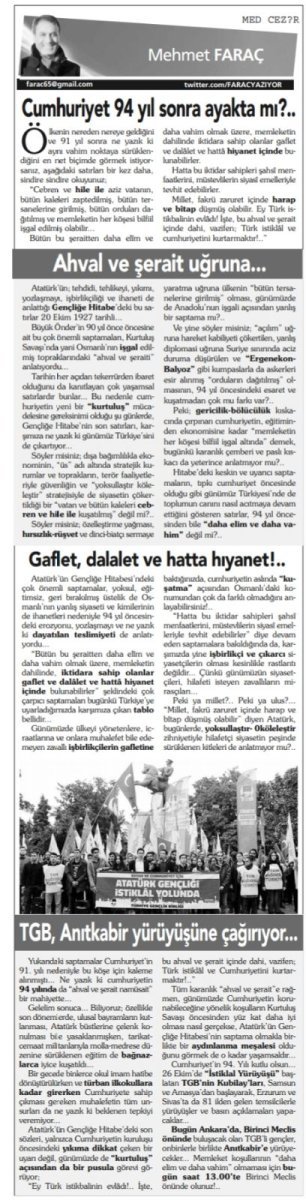 Aydınlık yazarı Mehmet Faraç